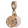 Ciondolo a libellula dorata con motivo floreale e cristalli per bracciali con perline - Charm Cavo Libellula e Fiore Oro (41)