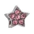 Star-shaped silver alloy charm with six pink crystals for DIY bracelet jewelry - Pentagram Pink Diamond Through Style (040)