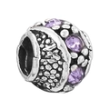 Charm in argento con zirconi viola e trama martellata per braccialetti fai da te - taglia standard / Perla Viola Vintage (14) / Viola argento