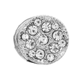 Silver-plated alloy bead with pavé-set crystals and hollow side textures for DIY bracelets - Full Zircon Circle