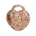 Herzförmige Handtaschen-Perle aus Roségold mit Blumengravur für DIY-Armbänder - Handtaschenform in Herzform (035)