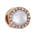 Round golden DIY charm bead with transparent gem and white rhinestones for bracelets - Clear Round Stone Style (2)