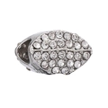 Silver rugby bead charm with sparkling rhinestones for DIY bracelet jewelry - Pave American Football
