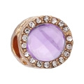 Round purple crystal charm with pavé setting and gold base for DIY bracelets - Purple Round Stone Style (3)