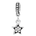 Pendentif étoile en alliage argenté avec émail noir et cinq cristaux brillants - Charme Étoile Base Noire Cinq Pierres (025)