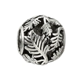 Vintage silver hollow charm with oxidized fern leaf texture for DIY jewelry making - Antique Silver
