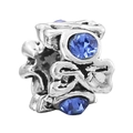 Antique silver hollow charm bead with royal blue crystals for DIY jewelry bracelets - Antique Silver Hollow Sapphire Blue Gem Bead(37) / Normal Specification / Antique Silver/Sapphire Blue
