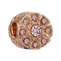 Charm a fiore in oro rosa con cristallo rosa intarsiato e motivo traforato - Fiore cavo in strass rosa oro rosa (5)