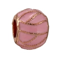 Pink enamel bead with rose gold wave texture for DIY charm bracelets - Rose Gold Pink Wave Pattern Ball Charm (042)