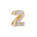 Sparkling gold-plated number 2 charm with white crystal rhinestones for DIY bracelets - Number 2