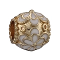 Golden bee charm bead with white enamel flower patterns for DIY luxury bracelet - Hollow Flower Style (13)