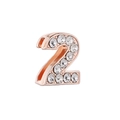 Rose gold number 2 charm with inlaid crystals for DIY 10mm bracelet accessories - Number 2 (Rose Gold)