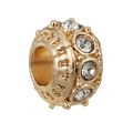 Charm a cilindro in lega dorata con cristalli incastonati e strisce in rilievo per bracciali - Perla in Strass Cilindro Texturizzato Oro (12)