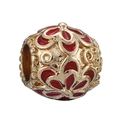 Luxury gold hollow charm bead with red enamel flower pattern for DIY bracelets - Red Drip Oil Flower Style (14)