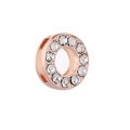 Rose gold circular charm bead with sparkling zircon inlay for DIY jewelry bracelets - Number 0 (Rose Gold)