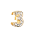 Golden number 3 slider bead charm with sparkling crystals for 10mm DIY jewelry bracelets - Number 3