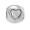 Silver-plated heart charm with vintage relief pattern for DIY charm bracelets - Textured Heart (004)