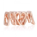 Polished rose gold MOM charm with hollow heart design for DIY bracelets - Rose Gold MOM Letter Hollow Heart Charm (045)