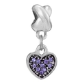 Ciondolo a cuore in argento con cristalli viola per bracciali e collane fai da te - Pendenti Cuore Viola (6)