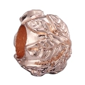 Roségoldene Perle mit Blattmuster für DIY-Armbänder aus Legierung mit großem Loch - Hohlblatt Rundperle (005)