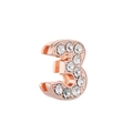 Rose gold number 3 charm with crystal pavé setting for 10mm DIY slider bracelets - Number 3 (Rose Gold)