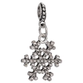 Pendentif flocon de neige argenté avec cristaux étincelants pour bracelets DIY - Perle Flocon Vintage Gros Trou Strass (032)