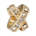 Charm a forma di X in lega dorata con cristalli pavé lucidi per gioielli fai-da-te - Perla in Strass Forma X Intrecciata Oro (15)