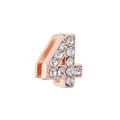 Ciondolo numero 4 in oro rosa con zirconi bianchi per bracciali fai da te da 10mm - Numero 4 (Oro Rosa)
