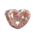 Roségoldener Herzanhänger mit Sternenmuster für DIY Schmuck Armbänder - Hohles Pentagramm Herz (007)
