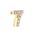 Golden number 7 slider bead with clear crystals for DIY 10mm slide bracelets - Number 7