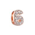 Ciondolo numero 6 in oro rosa con strass per bracciali a scorrimento da 10mm - Numero 6 (Oro Rosa)