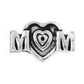 Vintage silver MOM charm bead with heart-shaped O for DIY bracelet accessories - MOM Heart (007)