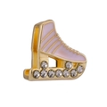 Eishuh-Anhänger aus Gold und pinkem Emaille für 10mm Armbänder mit weißen Zirkonia-Steinen - Skate-Form / 01-Gold Rosa