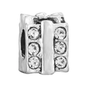 Silver gift box charm with sparkling zircon bow for DIY jewelry bracelet - Bowknot Ribbon Gift Box