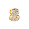 Golden number 8 keeper charm for 10mm slide bracelet with sparkling crystal inlay - Number 8