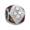 Zilveren bedel met bruin emaille en ruitpatroon met diamanten voor DIY-armbanden - Bruine Emaille Ruitvenster Bedeltje (006)