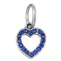 Blue heart pendant charm with sparkling rhinestones and silver-colored metal ring - Hollow Heart Bright Blue Pendant Style (21)