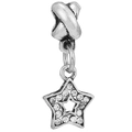 Pendentif breloque étoile argentée avec cristaux pour bracelets DIY personnalisés - Charme Étoile Creuse Tout Strass (035)