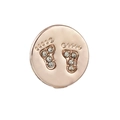 Rose gold baby feet charm with crystal inlay for 10mm DIY stainless steel bracelets - Rhinestone Baby Feet (04)