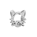 Polished silver stainless steel cat-shaped hollow charm bead for DIY bracelets - Standard Spec / Cat Head Shape Style (07)
