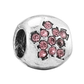 Silver bead charm with pink crystal flower pattern for DIY bracelet and necklace - Pink Star Arrangement Bead (18)
