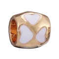 Golden plated alloy bee cylinder bead with three white heart patterns for DIY bracelets - Normal Specification / Gold White Heart Style (21)