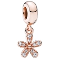 Pendentif fleur à cinq pétales en or rose avec zircons pavés pour bracelet DIY - Fleur Cinq Pétales Pave Or Rose (033)
