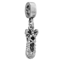 Silver ballet pointe shoe charm with sparkling rhinestones for DIY bracelets - Ballet Shoes