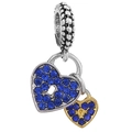 Ciondolo lucchetto a cuore con strass blu e dettagli dorati per gioielli fai da te - Stile Serratura a Cuore (001)