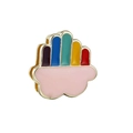 Regenbogen-Anhänger für 10mm Keeper Armband mit vergoldetem Finish und Streifen - Fünffarbige Regenbogenstreifen Wolke / 04-Pink Base Multicolor