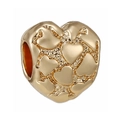 Charm a cuore dorato con mini cuori a rilievo per bracciali fai-da-te - Cuore in Rilievo Oro (025)