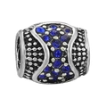 Charm a perla con pavé di cristalli blu e trama in argento ossidato per bracciali DIY - Charm Cilindrico Cavo (002)