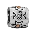 S925 sterling silver cylindrical charm featuring hollow stars and amber zircon stones - Vintage Five-pointed Star Bead (002)