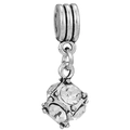 Vintage-Silberwürfel-Charm mit funkelnden klaren Kristallen für DIY-Armbänder - Vintage Würfel Klarer Zirkonia Stil (Z-021)